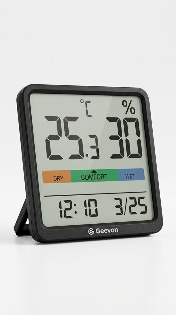 Termómetro higrómetro digital, temperatura, humedad, calendario.